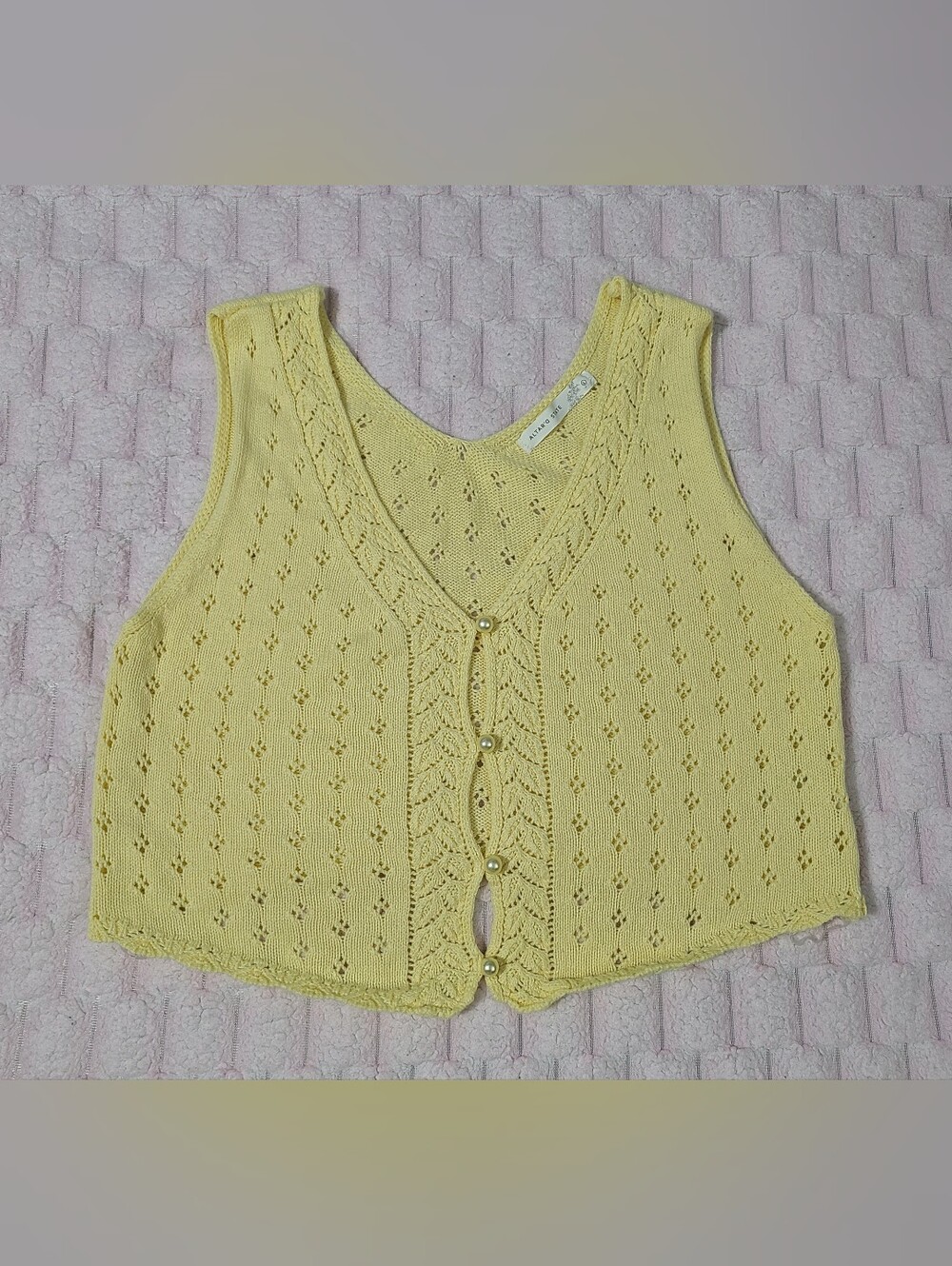 Altar'd State Yellow Knit Button Front Crop Tank